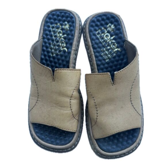 Rieker Anti-Stress Technology Tan Leather Slip On Slider Sandals EU37 US 6 - Picture 1 of 6